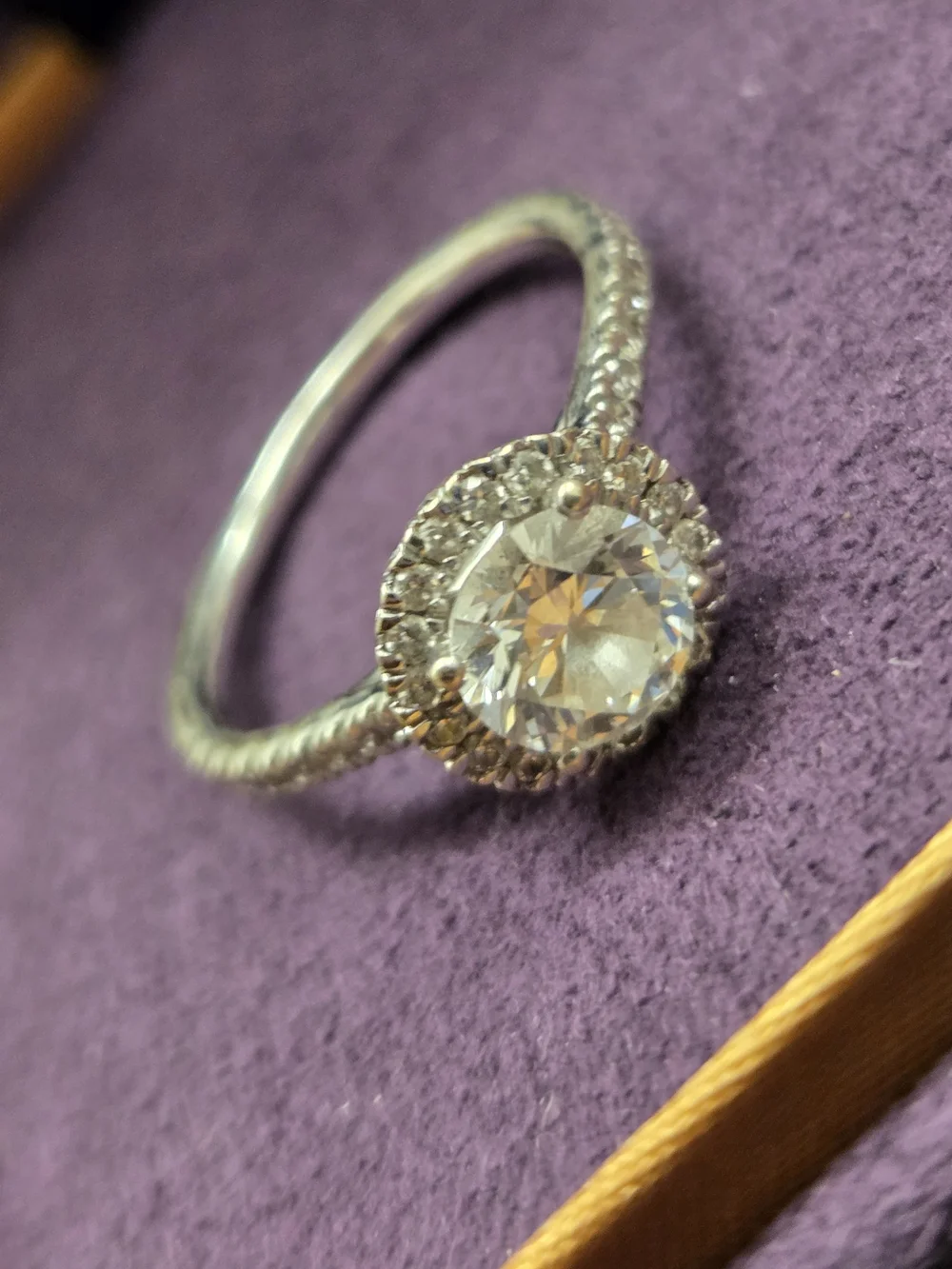 Classic Halo Diamond Engagement Ring in White Gold